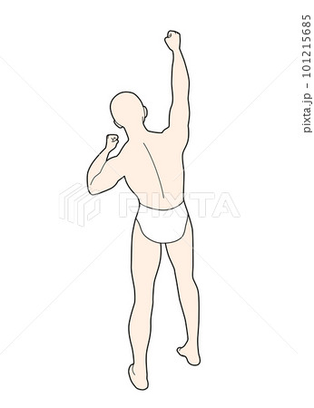 ガッツポーズをして歓喜する格闘家の後ろ姿 ガッツポーズをして歓喜する格闘家の後ろ姿 101215685