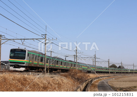 埼玉県久喜市を走るJR宇都宮線上り電車 101215831