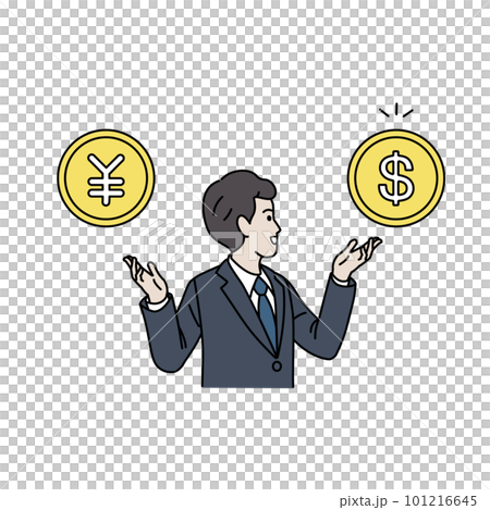 通貨、ドルを勧めるスーツ姿の男性　ビジネスマン 101216645