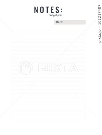 Notes of personal monthly budget planner, vector illustration 101217407