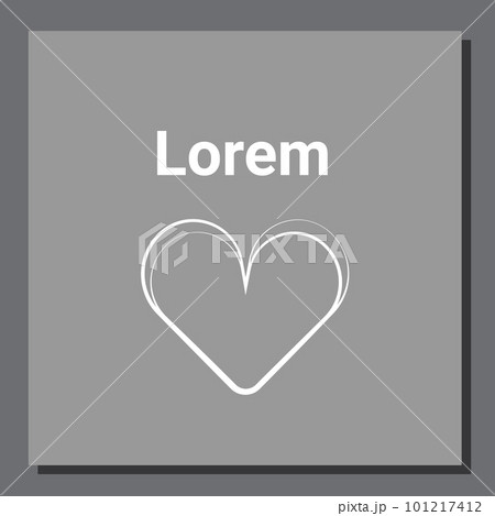 Heart shape vector illustration. Design for a love card background. Romantic wedding invitation web icon. White graphic drawing isolated on gray with copy space text 101217412
