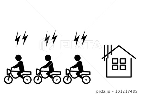 バイクの騒音被害に遭う住宅のイメージアイコン バイクの騒音被害に遭う住宅のイメージアイコン 101217485