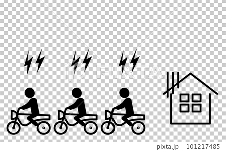 バイクの騒音被害に遭う住宅のイメージアイコン バイクの騒音被害に遭う住宅のイメージアイコン 101217485