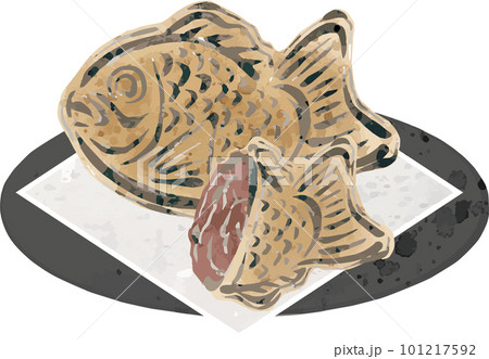 たい焼き 水彩 墨絵 手描き スイーツ 和菓子 食べ物 おやつ イラスト素材 たい焼き 水彩 墨絵 手描き スイーツ 和菓子 食べ物 おやつ イラスト素材 101217592