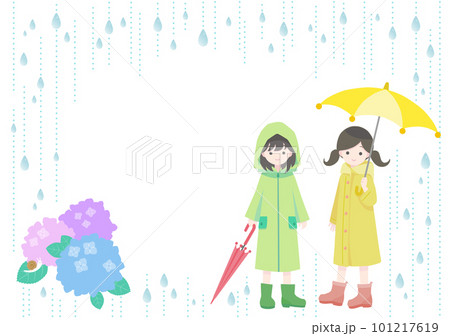 雨の日と子どもたちのフレーム 101217619