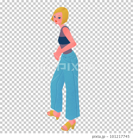 denim fashion blond woman illustration denim fashion blond woman illustration 101217745