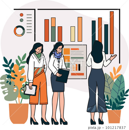 female office worker applying for a job illustration in doodle style female office worker applying for a job illustration in doodle style 101217837