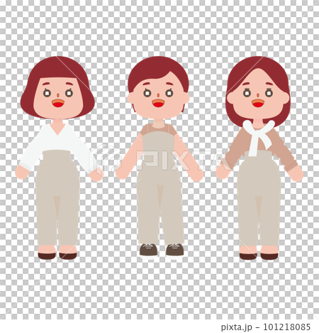 若い女性のイラストセット 101218085
