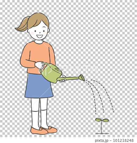 女孩在做澆水 101218248