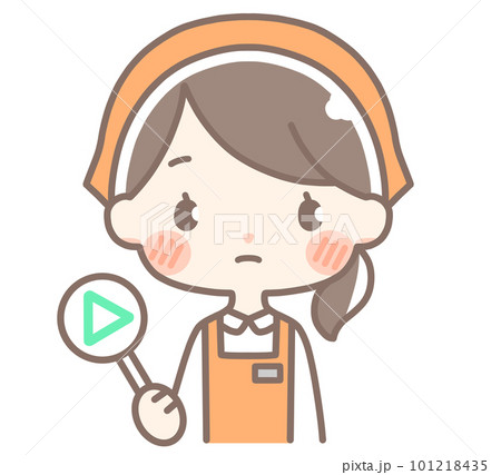 三角札を持つ店員の女性 101218435