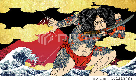 神奈川沖浪裏＆凱風快晴＆通俗水滸伝豪傑百八人之壹人・浪裡白跳張順 101218438