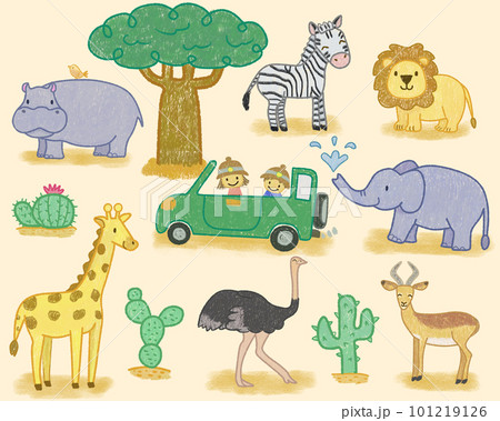 アフリカの動物のかわいいイラストセット 101219126