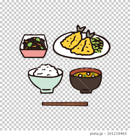 バランスの良い食事・和食・アジフライ 101219463