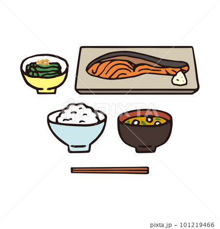 バランスの良い食事・和食・焼き鮭 101219466