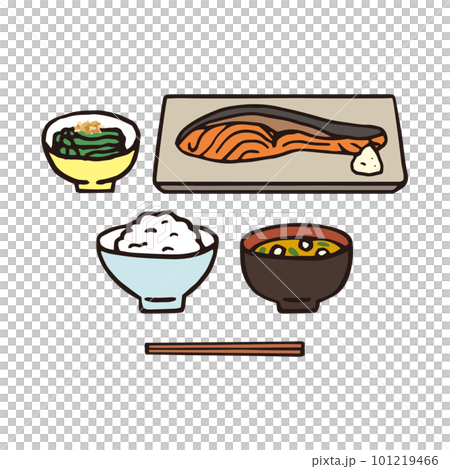 バランスの良い食事・和食・焼き鮭 101219466