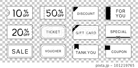 單色簡單優惠券、門票、禮券、折扣優惠券框架插圖素材 單色簡單優惠券、門票、禮券、折扣優惠券框架插圖素材 101219765