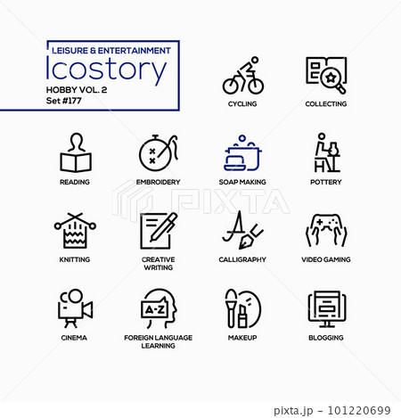 Hobbies and entertainment - line design style icons set Hobbies and entertainment - line design style icons set 101220699