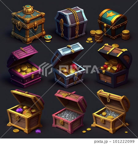 element game treasure chest ai generatedのイラスト素材 [101222099] - PIXTA