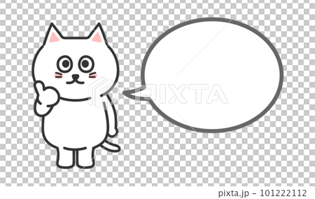 一隻豎起大拇指的貓的插圖 講話泡泡 白貓 101222112
