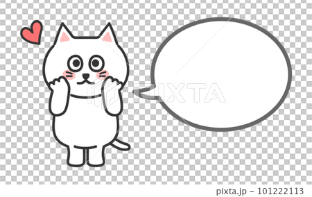害羞的貓插畫講話泡泡白貓 害羞的貓插畫講話泡泡白貓 101222113
