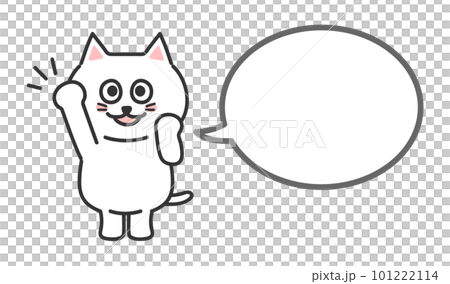 一隻努力工作的貓的插圖 Speech bubble White cat 101222114