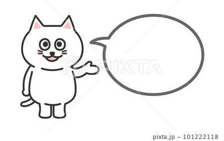 紹介する猫のイラスト　吹き出し　白猫 101222118
