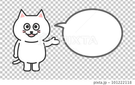 紹介する猫のイラスト　吹き出し　白猫 101222118
