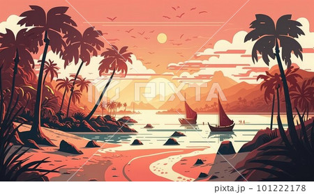 sunset landscape beach road palm trees ai generated sunset landscape beach road palm trees ai generated 101222178