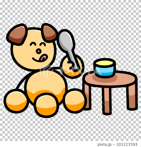 快樂狗吃米飯插畫(橫反版)狗狗 快樂狗吃米飯插畫(橫反版)狗狗 101223593