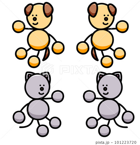 座るわんまるとにゃんまるのイラストセット　犬　猫 101223720