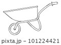 Hand drawn cart for cargo transportation. Tool for gardening and construction. Outline. Vector. 101224421