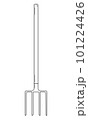 Hand drawn pitchforks. Tool used in agriculture and horticulture to collect straw and hay. Doodle style. Vector 101224426