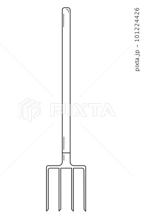Hand drawn pitchforks. Tool used in agriculture and horticulture to collect straw and hay. Doodle style. Vector Hand drawn pitchforks. Tool used in agriculture and horticulture to collect straw and hay. Doodle style. Vector 101224426