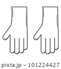 Hand drawn rubber gloves. Hand protection while working in the garden and home. Outline. Vector 101224427
