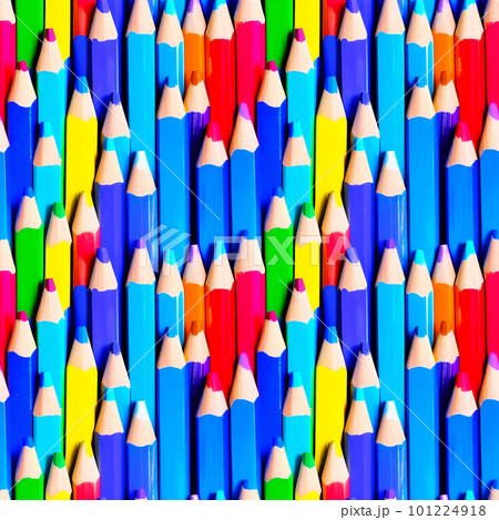 Seamless pattern with coloured pencils. Great for textiles, fabric, wrapping paper. Wallpaper for children. Generative AI. 101224918