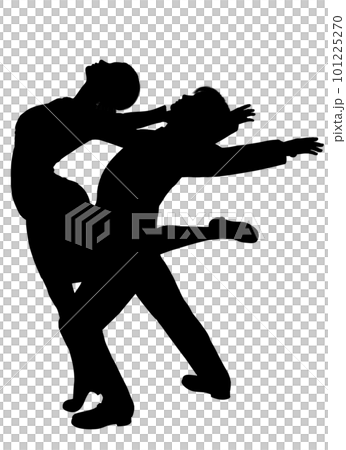 女性が男性に背を向けてダンスをしているシルエットのイラスト 女性が男性に背を向けてダンスをしているシルエットのイラスト 101225270
