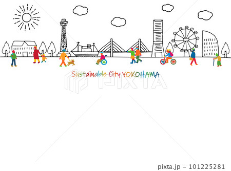 サステナブルシティ横浜とSDGs17色の多様性の人々 サステナブルシティ横浜とSDGs17色の多様性の人々 101225281