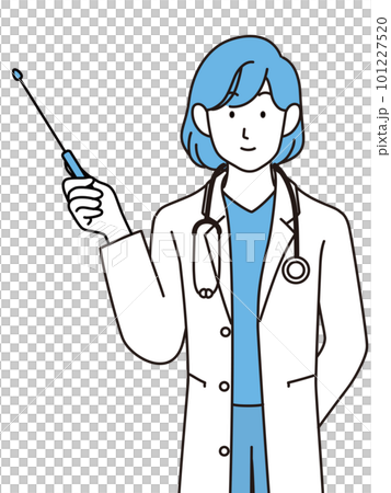 Young female doctor with pointing stick Young female doctor with pointing stick 101227520