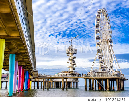Scheveningen Strand, The Pier beach and promenade in The Hague, Netherlands 101228281