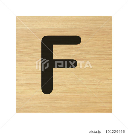 Capital F wood block on white with clipping path 101229466