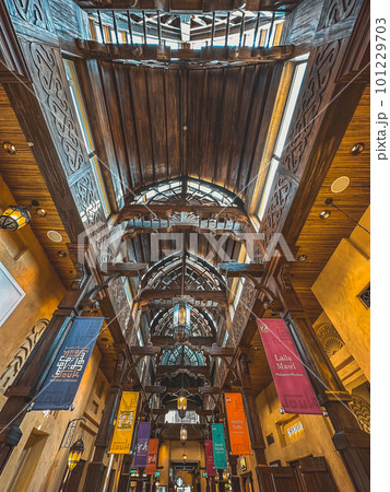 Interior of Souk Madinat Jumeirah in Dubai, traditional arabian bazaar market, UAE Interior of Souk Madinat Jumeirah in Dubai, traditional arabian bazaar market, UAE 101229703