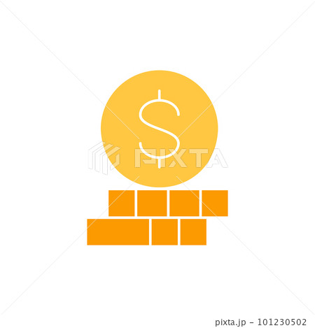 Coin pile, money currency white outline icon. Finance, payment, invest finance symbol design. 101230502