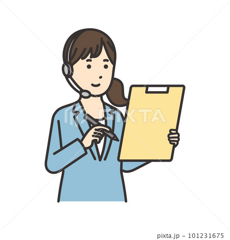 書類に記入するオペレーターの女性のイラスト 書類に記入するオペレーターの女性のイラスト 101231675