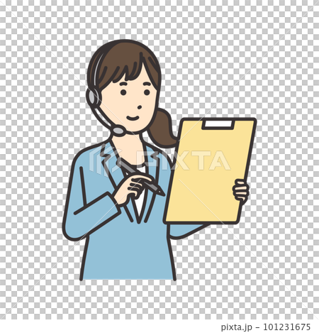書類に記入するオペレーターの女性のイラスト 書類に記入するオペレーターの女性のイラスト 101231675