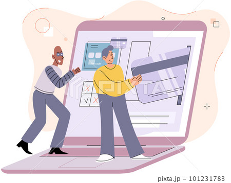 Computer hacker who steals money and personal data on Internet. Web crime with password hacking 101231783