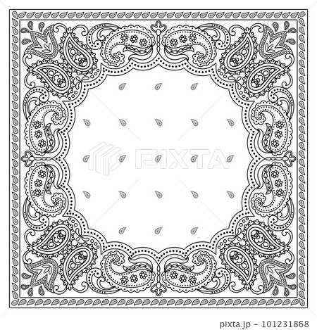 Paisley Ethnic Floral Hand Drawn bandana, handkerchief 101231868