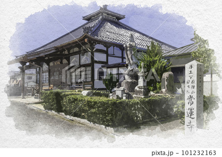 水彩画風　三次の町並み　常運寺　広島県三次市 101232163
