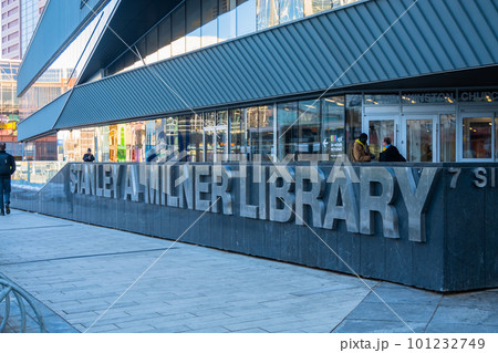 Edmonton, Alberta, Canada. Apr 3, 2023. A sign at the Edmonton Public Library or Stanley A. Milner Library. 101232749
