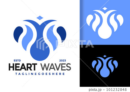 Heart Waves logo vector icon illustration Heart Waves logo vector icon illustration 101232848