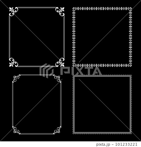 Set of decorative frames Elegant vector element for design in Eastern style, place for text. Floral black and white borders. Lace illustration for invitations and greeting cards. 101233221